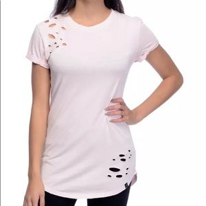 Ninth Hall Dear Pink Destructed Elongated T-Shirt